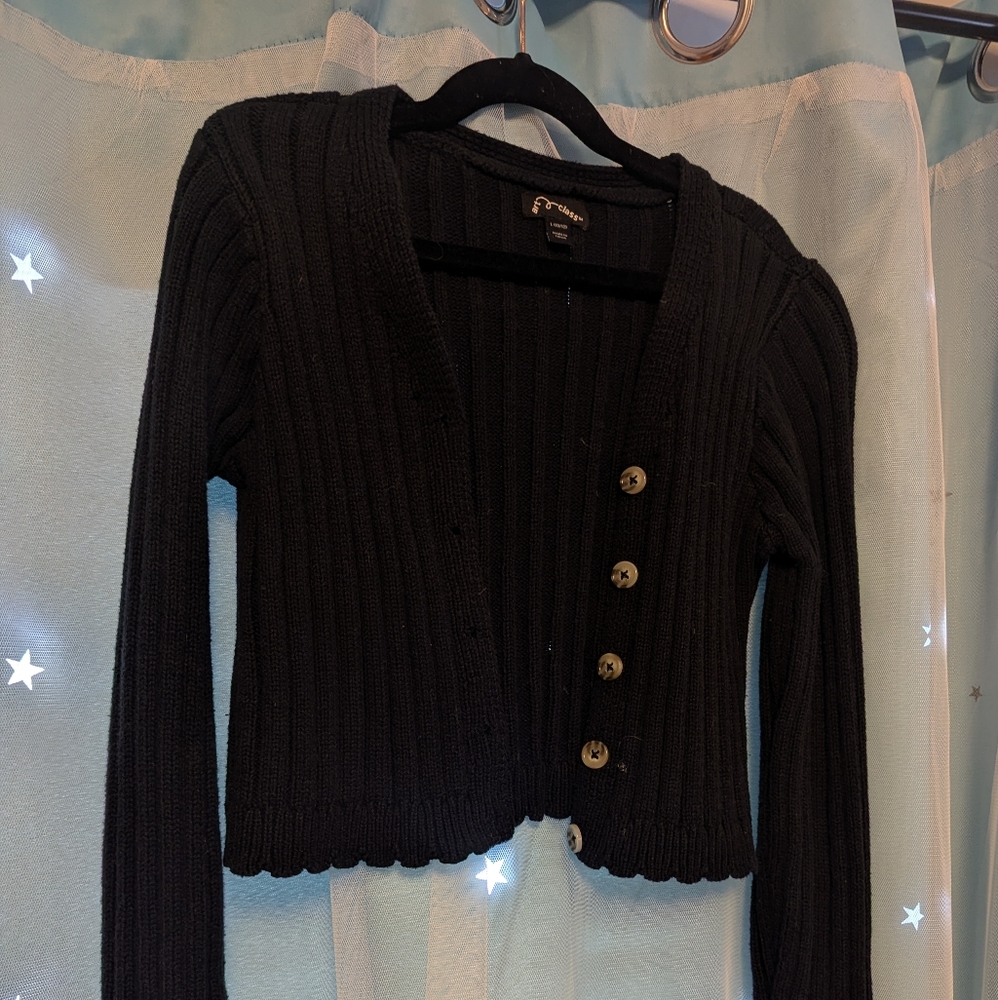 Black Button-Up Girls Sweater/Cardigan